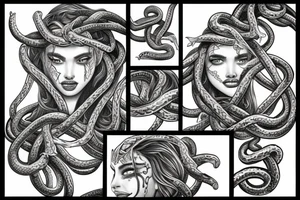 Medusa with tangled snakes tattoo idea
