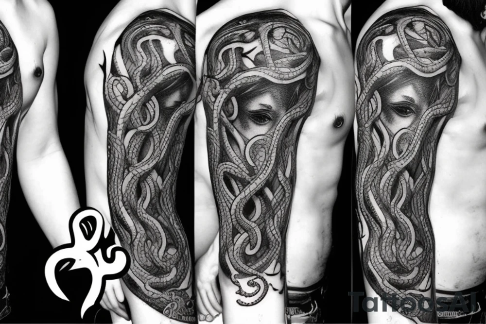 Medusa with tangled snakes tattoo idea