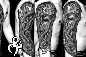 Medusa with tangled snakes tattoo idea