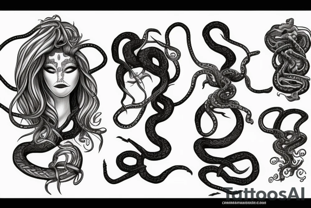 Medusa with tangled snakes tattoo idea
