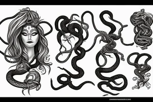 Medusa with tangled snakes tattoo idea