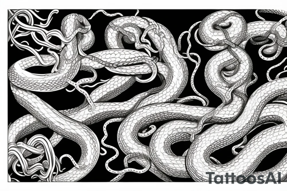 Medusa with tangled snakes tattoo idea