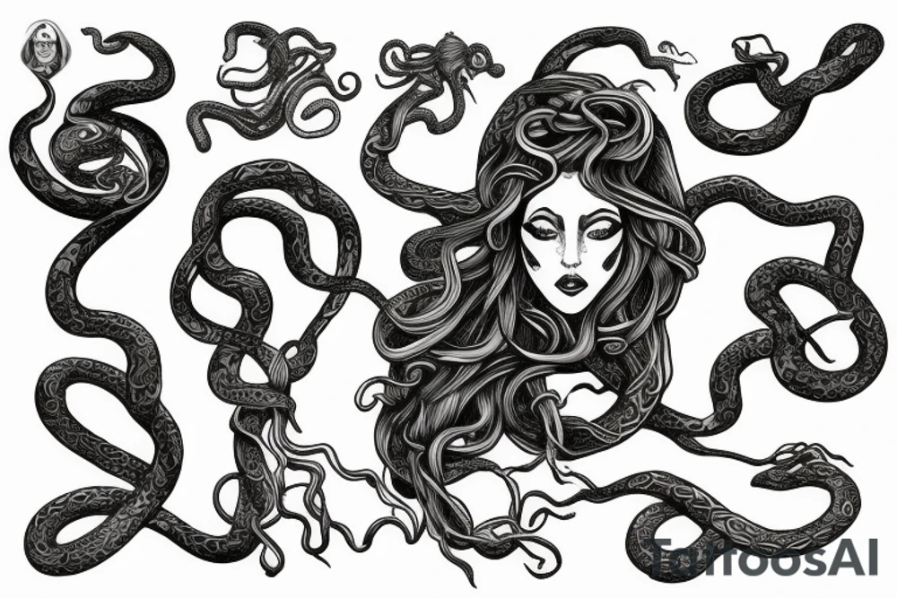 Medusa with tangled snakes tattoo idea