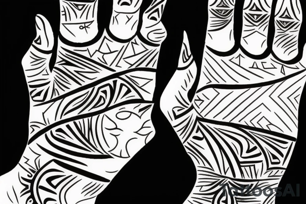 a pattern on the back of the middle finger going down to the hand tattoo idea