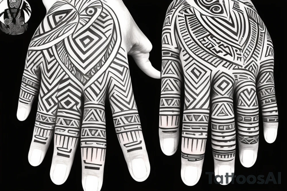 a pattern on the back of the middle finger going down to the hand tattoo idea