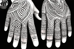 a pattern on the back of the middle finger going down to the hand tattoo idea