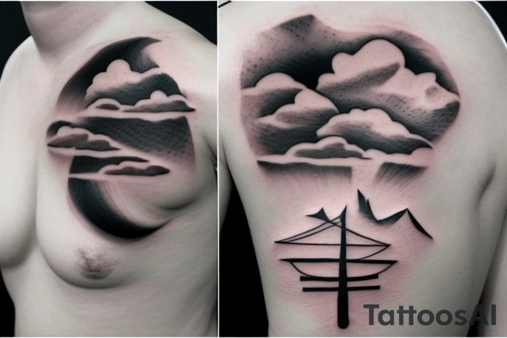 3d window cloud tattoo idea