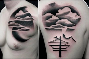3d window cloud tattoo idea