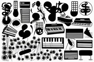 tattoo black musical keyboard glitch style simple tattoo idea