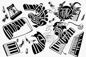 tattoo black musical keyboard glitch style simple tattoo idea