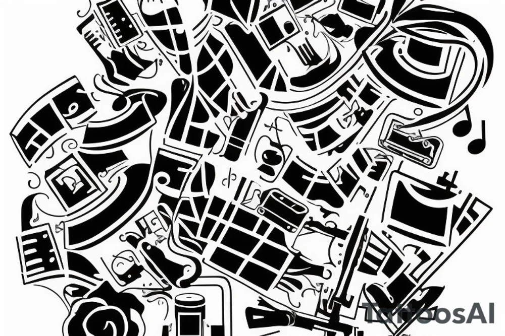tattoo musical keyboard glitch style simple tattoo idea