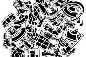tattoo musical keyboard glitch style simple tattoo idea