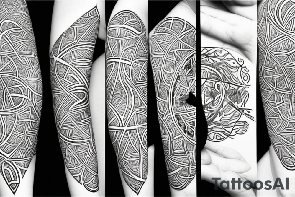 hebrew fierce wild patterns of geometry tattoo idea