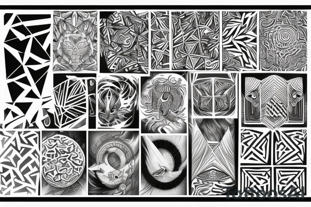 hebrew fierce wild patterns of geometry tattoo idea