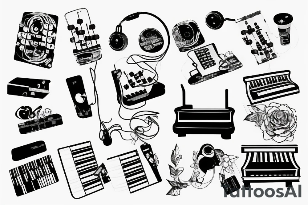 tattoo musical keyboard glitch tattoo idea
