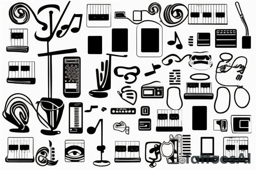tattoo musical keyboard glitch tattoo idea