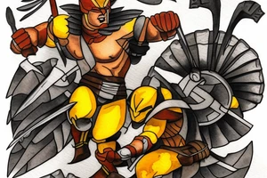 Spartan battling a wolverine tattoo idea
