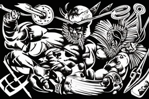 Spartan battling a wolverine tattoo idea
