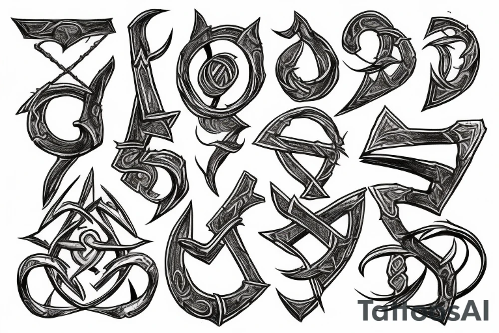 Arcane runes, like the patrons of magic in fantasy epic games tattoo idea