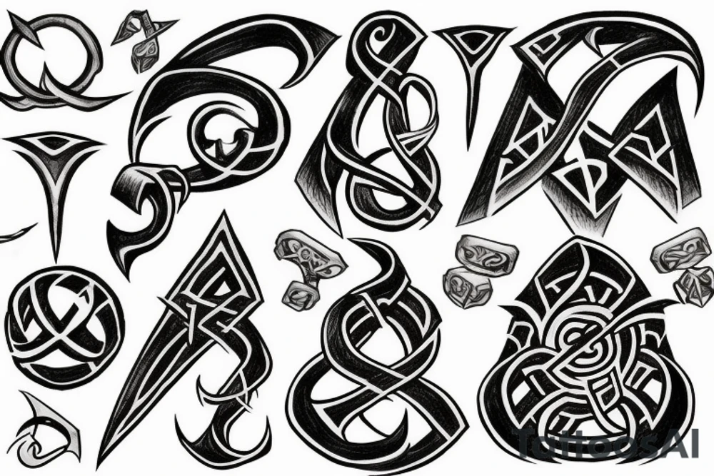 Arcane runes, like the patrons of magic in fantasy epic games tattoo idea