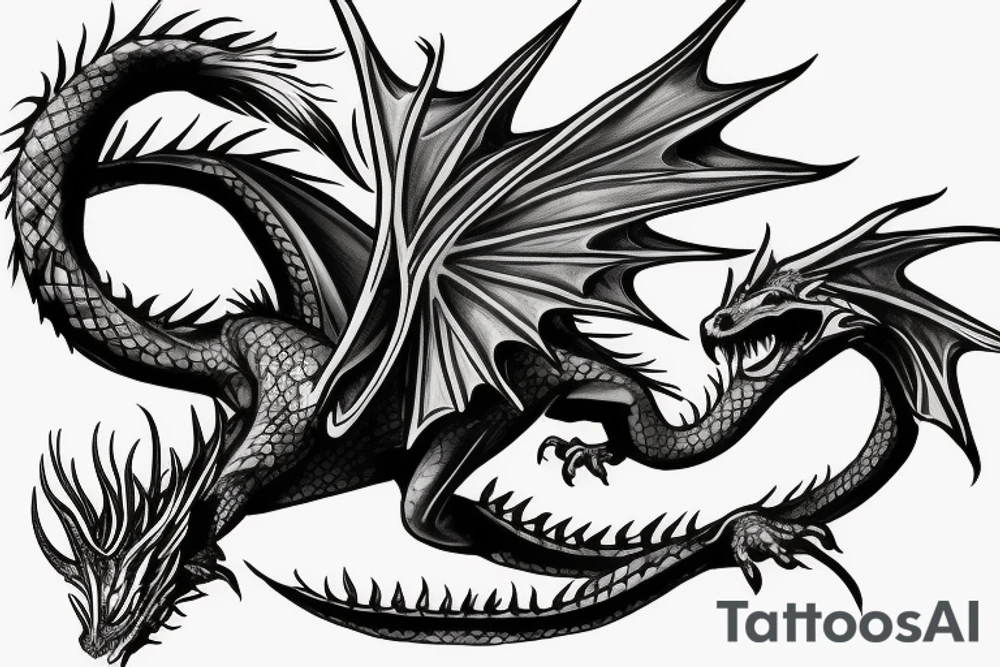 Realistic Dragon flying tattoo idea