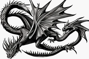 Realistic Dragon flying tattoo idea