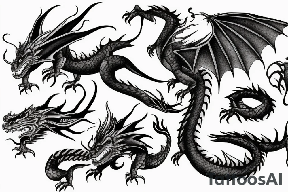 Realistic Dragon flying tattoo idea