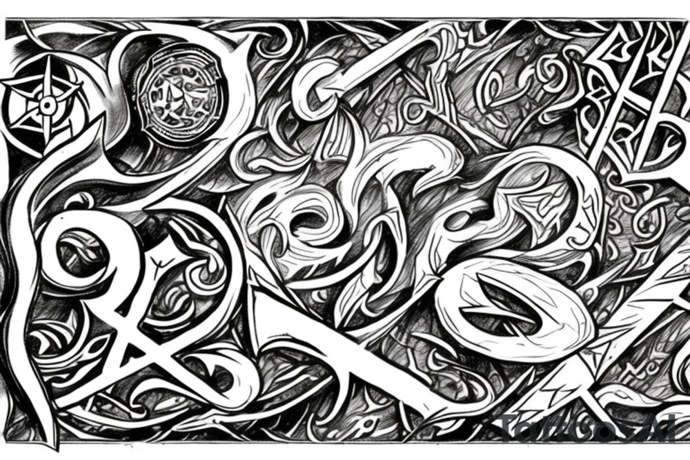 arcane runes epic fantasy tattoo idea