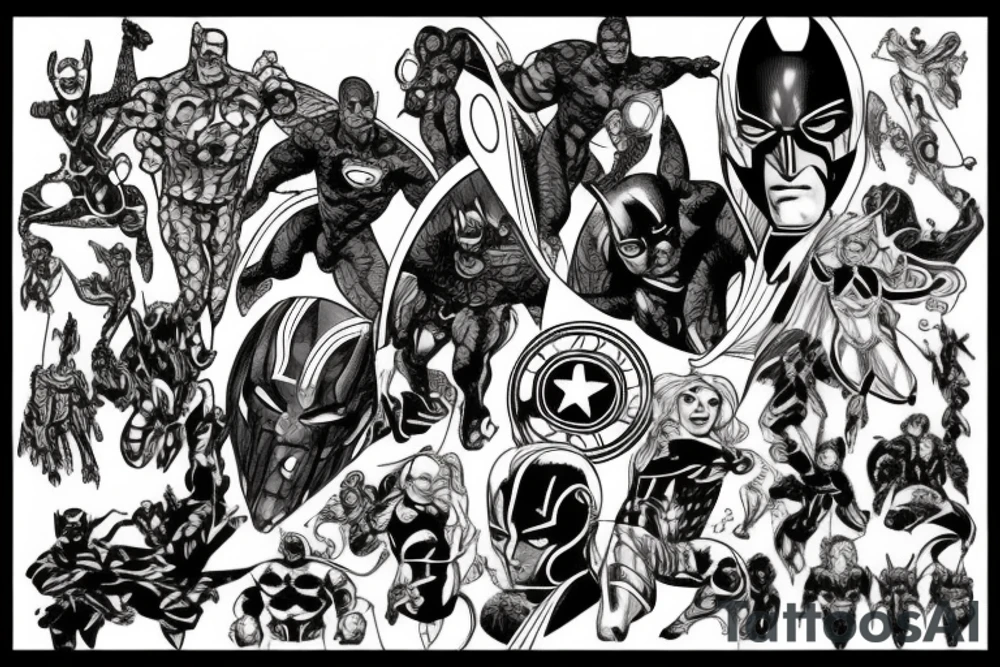 marvel plus dc tattoo idea
