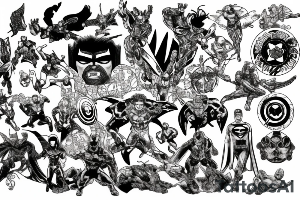 marvel plus dc tattoo idea