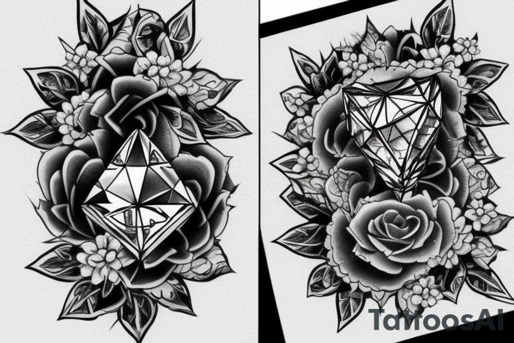 Diamond and text tattoo idea