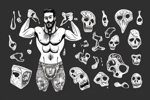 Greek Man holding up boulder on back, blood dripping from his body tattoo idea