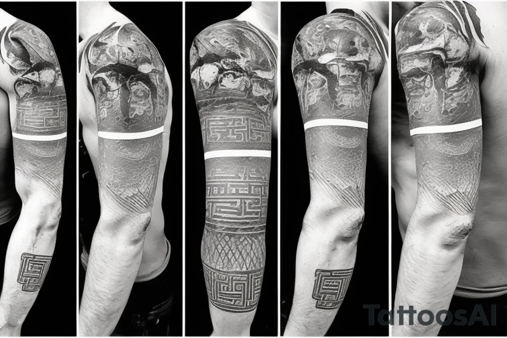 Greek Man holding up boulder on back, blood dripping from his body tattoo idea
