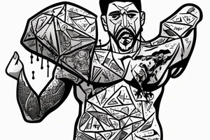 Greek Man holding up boulder on back, blood dripping from his body tattoo idea