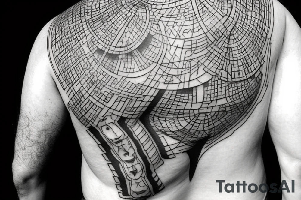 Kneeling Man holding up boulder on back. tattoo idea