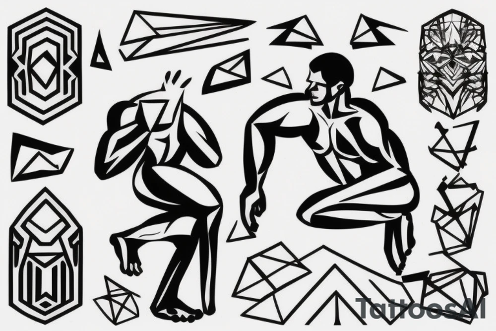 Kneeling Man holding up boulder on back. tattoo idea