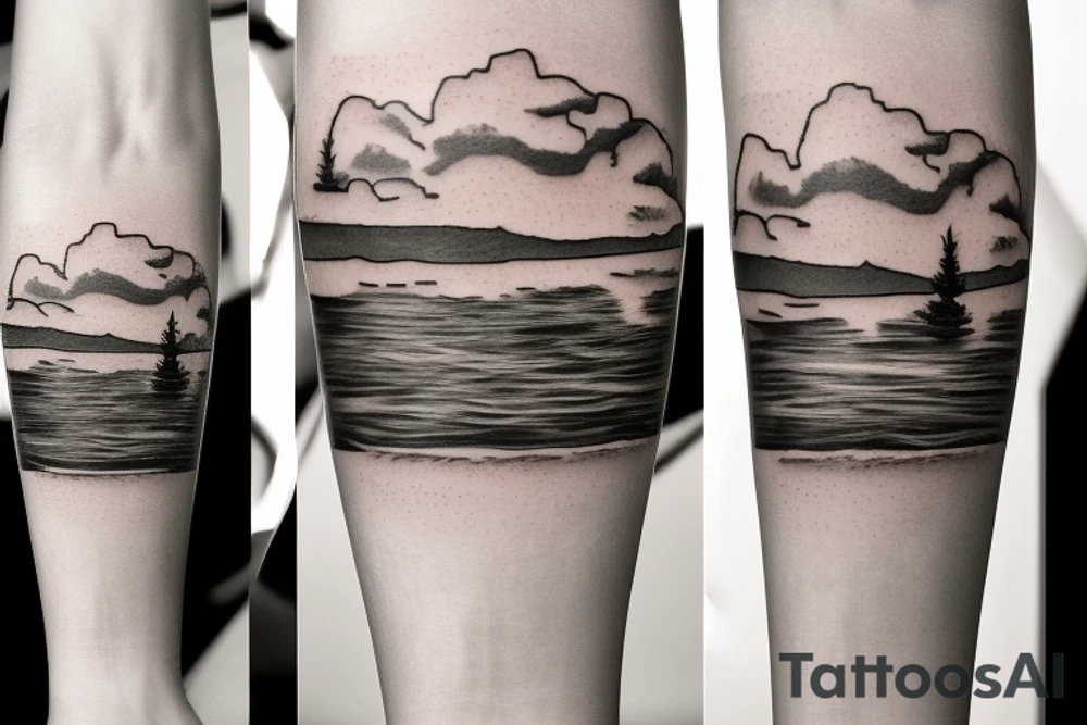 Lake Tahoe leading into a sandy beach forearm tattoo tattoo idea