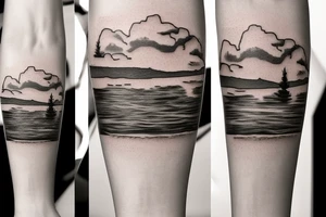 Lake Tahoe leading into a sandy beach forearm tattoo tattoo idea