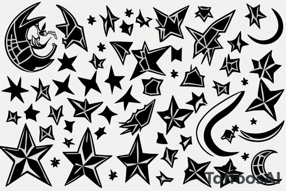 Spyro the dragon, Moon and Stars in the Background tattoo idea