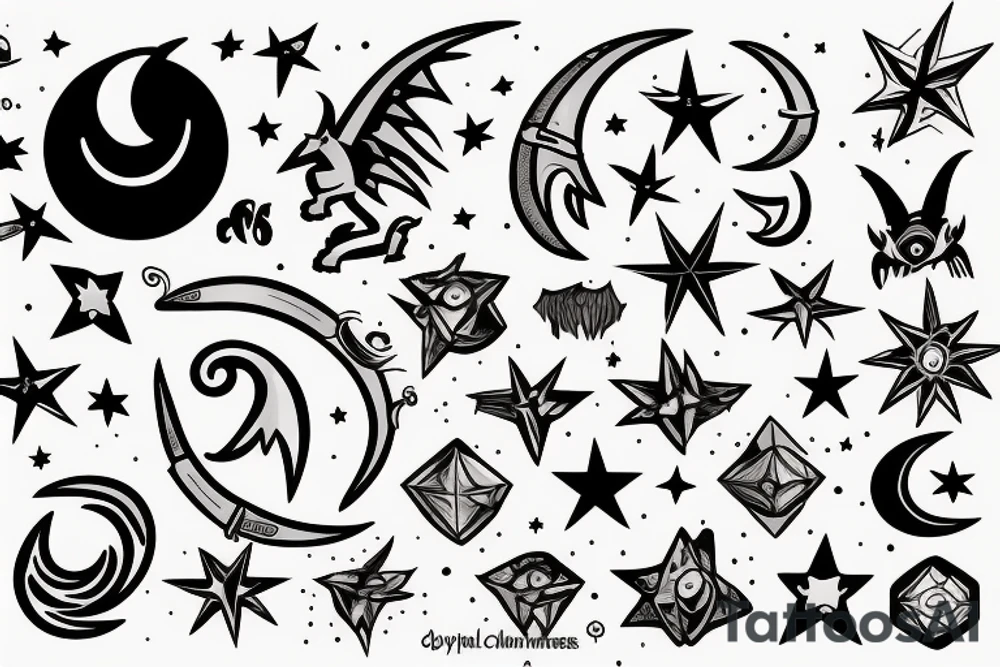 Spyro , Moon and Stars in the Background tattoo idea