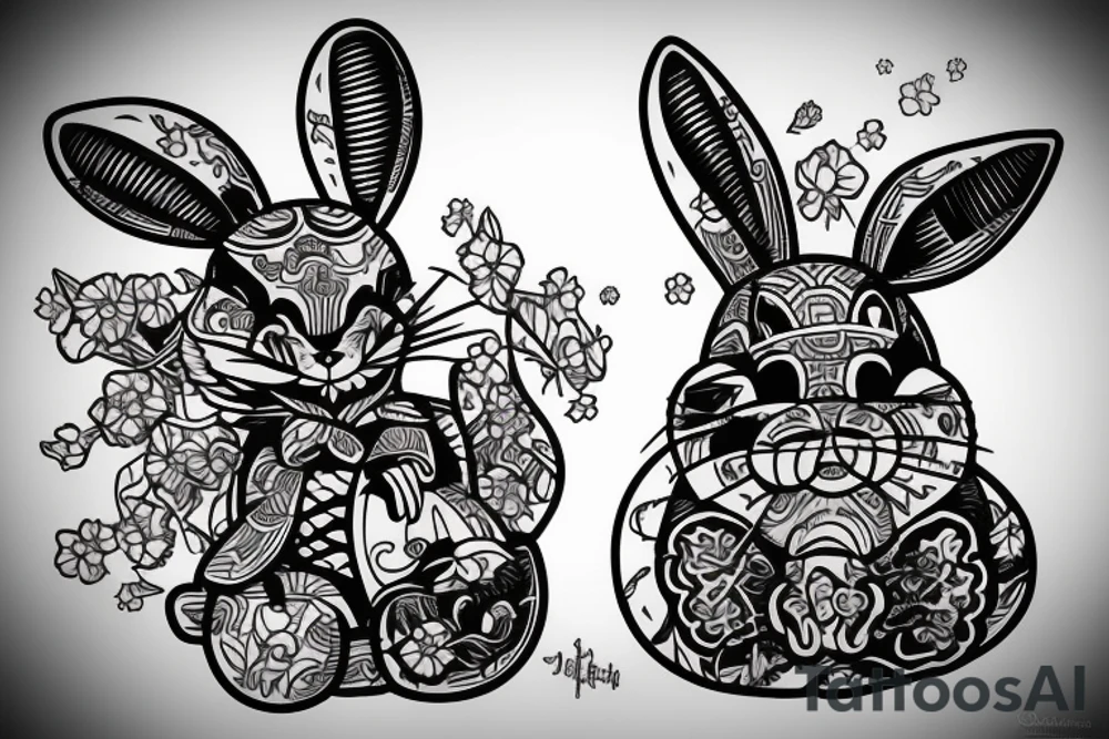 Samurai Easter bunny tattoo idea