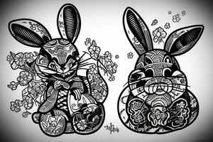 Samurai Easter bunny tattoo idea