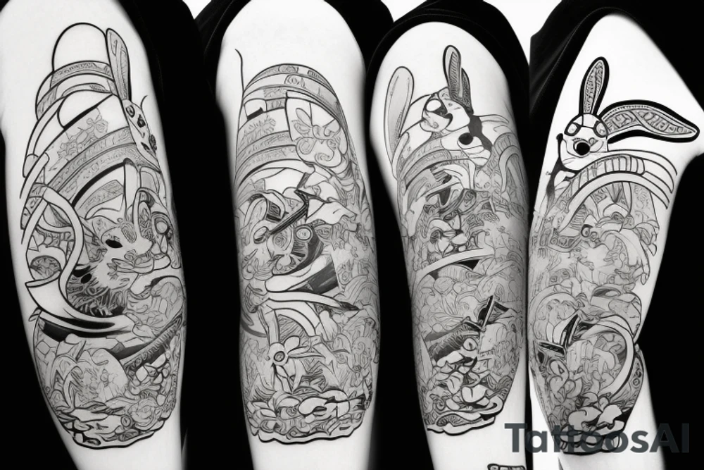 Samurai Easter bunny tattoo idea