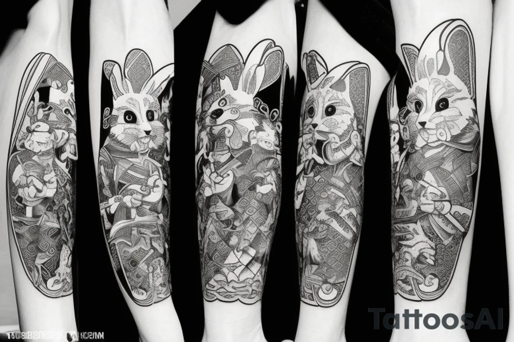 Samurai Easter bunny tattoo idea