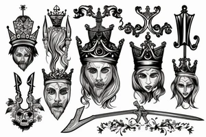 sword with a crown on top tattoo idea