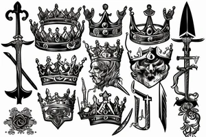 sword with a crown on top tattoo idea
