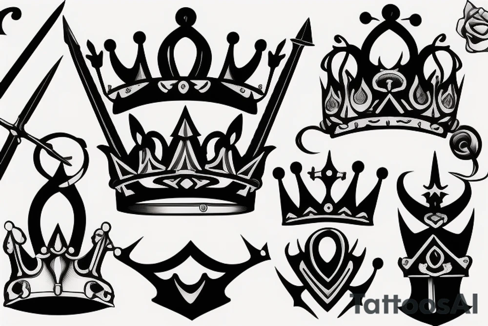 sword with a crown on top tattoo idea