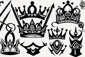 sword with a crown on top tattoo idea