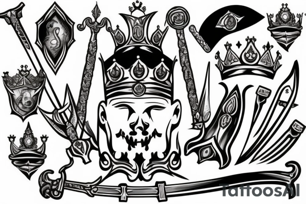 sword with a crown on top tattoo idea