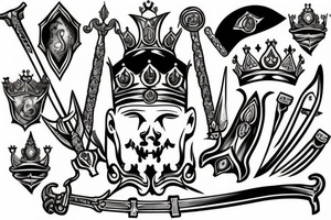 sword with a crown on top tattoo idea